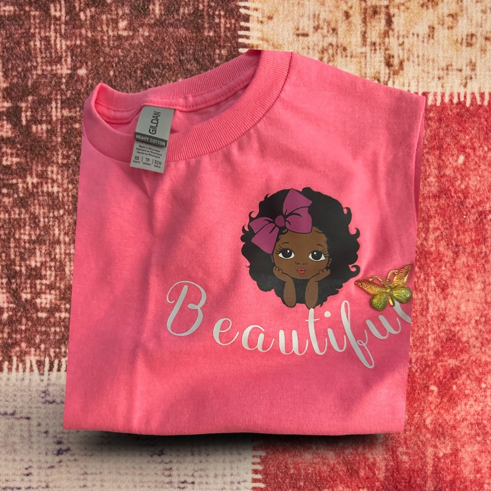 Gildan Pink Short Sleeve Tee with Graphic Design